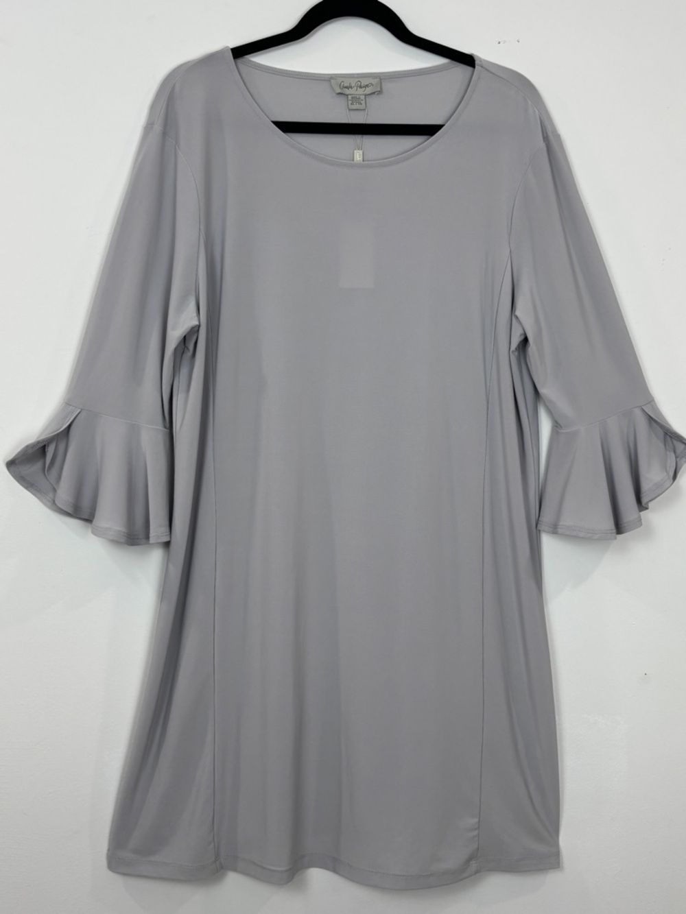 Charlie Paige Gray Shift Dress XL Bell Sleeve A-Line Tunic Minimalist Casual